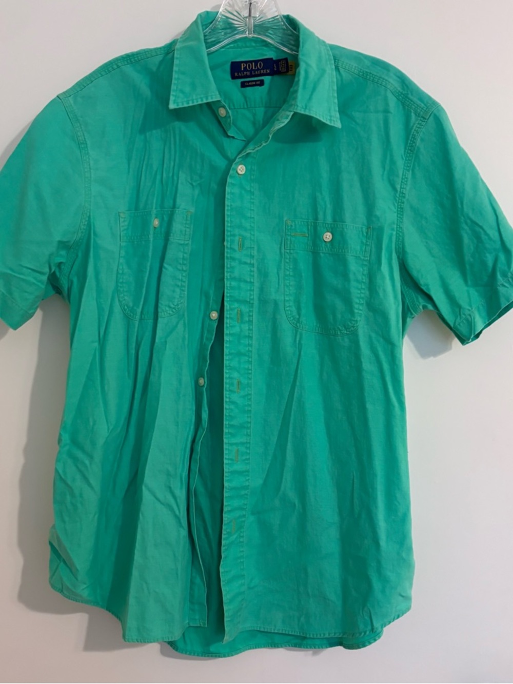 Ralph Lauren Short-Sleeve Button-Down Shirt - Green Teal